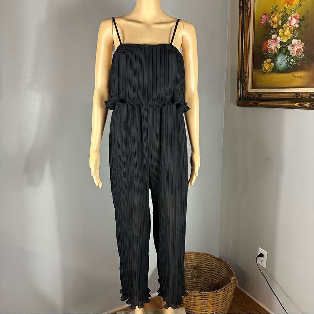 Heyson New Black Pleated Spaghetti Strap Jumpsuit Size Medium